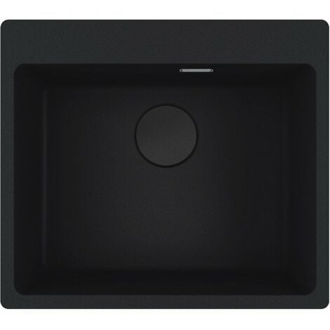 Franke Maris MRG 610-54 Evier à encastrer 59x50cm, avec bonde et siphon gain de place, en Fragranit+, Noir mat + Cache bonde