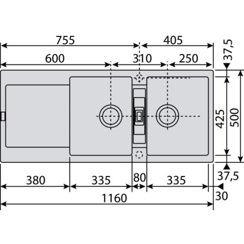 Évier Fragranit + Maris MRG 621 2 cuves + 1 égouttoir (1160 x 500 mm) Stone - FRANKE FRANCE S.A.S