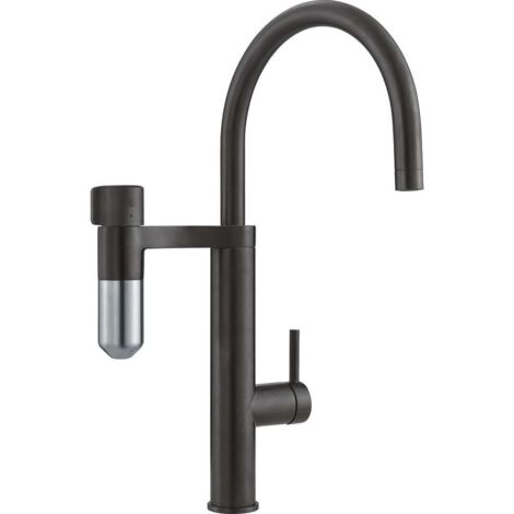 Franke – Mitigeur de cuisine à bec noir mat – Finition PVD – Rotation 360° – Débit 3,5 l/min – Filtration intégrée pour eau pure