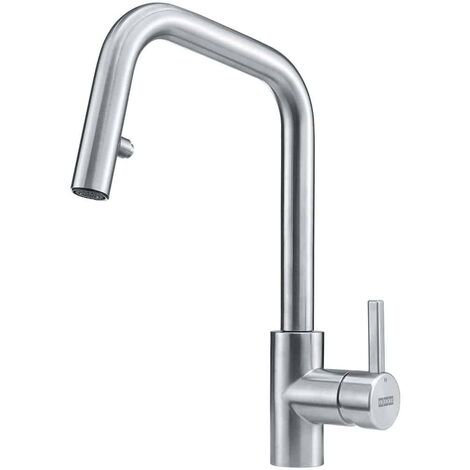 Franke – Mitigeur de cuisine à douchette extractible – Acier inoxydable – Rotation 180° – Débit 8,5 l/min – Installation facile avec tuyaux fournis