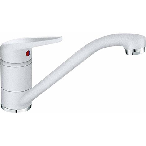 Franke – Mitigeur d'évier à levier blanc 360° – Raccord flexible 40 cm – Dimension perçage ø 35 mm – Montage pose libre