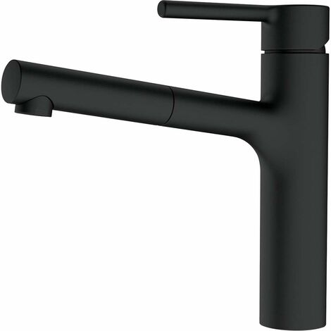 Franke – Mitigeur de cuisine noir mat à douchette monojet – Rotation 120° – Débit 9 L/min – Hauteur 237 mm – Bec extractible