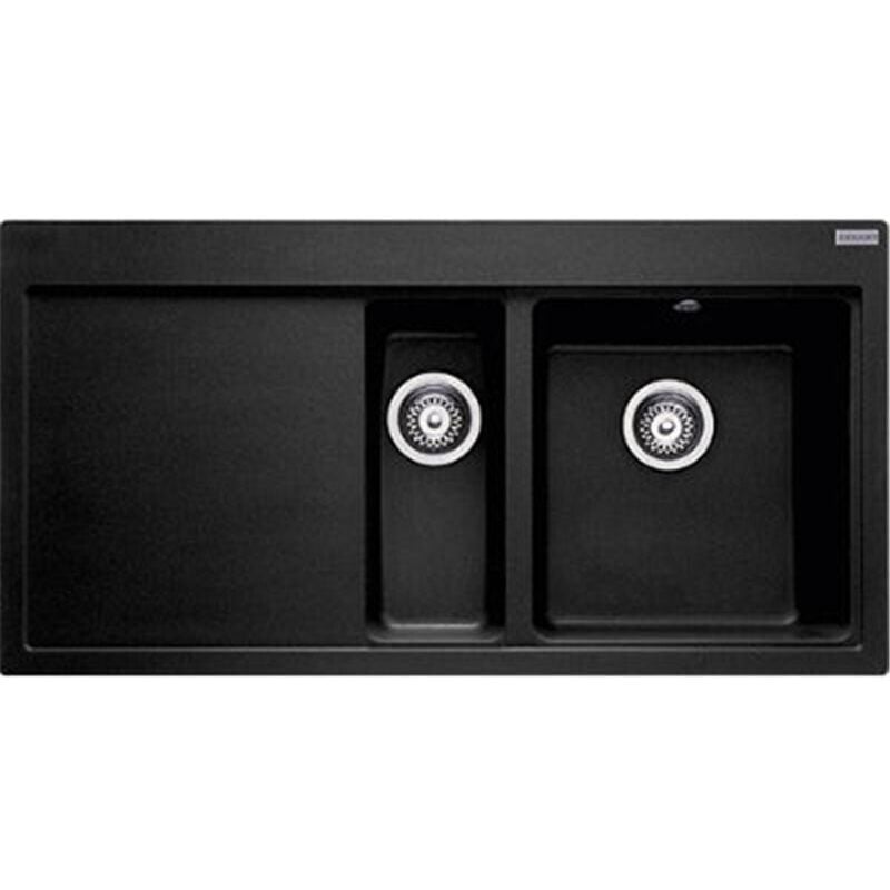 Vier de cuisine Mythos Fragranit - égouttoir à gauche - 1000x515x205 mm - Onyx - Sous-meuble 60 cm Franke