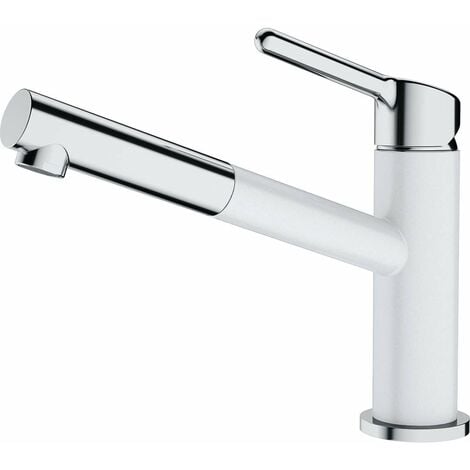 Franke Orbit - Miscelatore da lavello FC 3055.094 con bocca di erogazione estraibile, cromo/ghiaccio bianco 115.0623.139