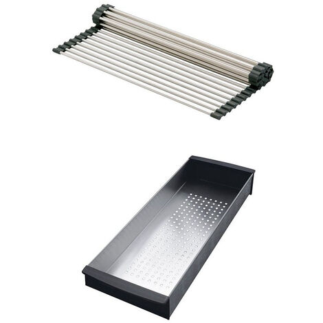 Franke – Set d'accessoires cuves Kubus Fragranit – Panier égouttoir en acier inoxydable – Rollmat pour protection évier – Entretien prolongé