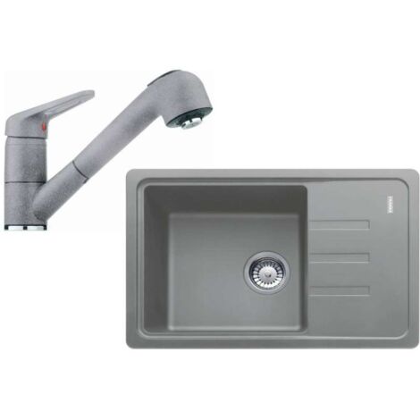 Franke Set - Set da cucina G118, lavello in fragranite BFG 611-62 + miscelatore FC 9547.084, grigio pietra 114.0440.850