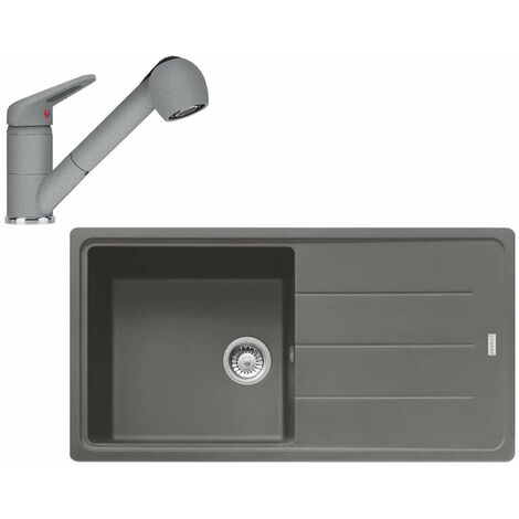 Franke Set - Set da cucina G138, lavello in fragranite BFG 611 e miscelatore FC 9547.424, pietra grigia 114.0510.597