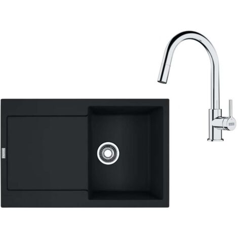 Franke Set - Set da cucina G258MČ, lavello in fragranite MRG 611 e miscelatore FS 3229.031, nero opaco/cromo 114.0700.717