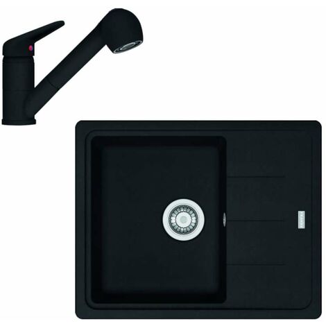 Franke Set - Set da cucina G55, lavello in fragranite BFG 611-62 e miscelatore FC 9547.901, nero spazzolato 114.0675.661