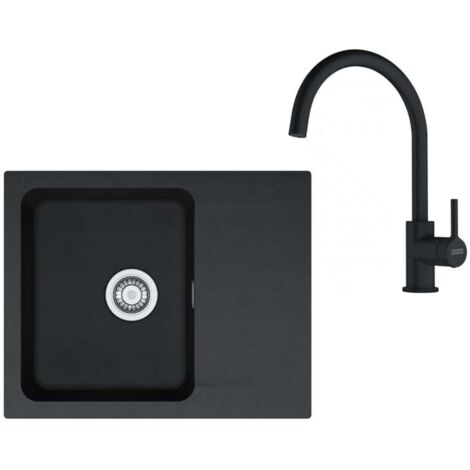 Franke Set - Set da cucina T118Č, lavello in tectonite OID 611-62 e miscelatore FC 6018.901, nero/nero opaco 143.0687.311