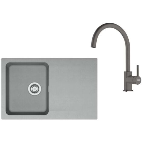 Franke Set - Set da cucina T119Š, lavello in tectonite OID 611-78 e  miscelatore FC 6018.084, grigio/pietra grigia 143.0687.376