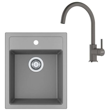 Franke Set - Set da cucina T121Š, lavello in tectonite SID 610-40 e miscelatore FC 6018.084, grigio/pietra grigia 143.0687.385