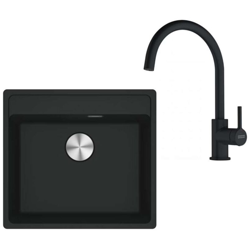 Franke Sets - Küchenset G274mč, Fragranitspüle Mrg 610-52 Rtl Und Armatur Fc 6018.901, Schwarz Matt 114.0700.787