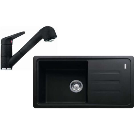 Franke Sets - Küchenset G122, Fragranit Spülbecken BSG 611-78/39, onyx + Küchenarmatur FC 9547.071, chrom / onyx 114.0441.181