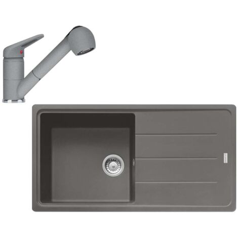 Franke Sets - Küchenset G138, Fragnitspüle BFG 611 und Spültischarmatur FC 9547.424, steingrau 114.0510.597