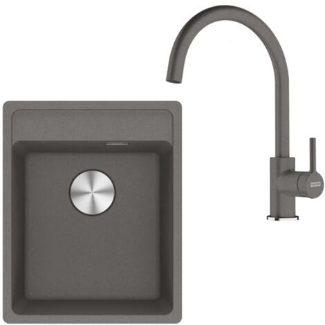 Franke Sets - Küchenset G273ŠK, Fragranitspüle MRG 610-37 RTL und Armatur FC 6018.084, steingrau 114.0700.785