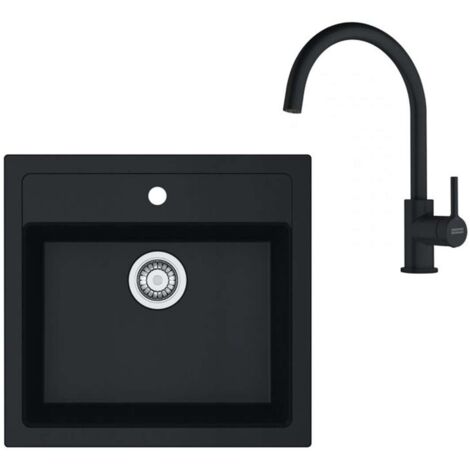 Franke Sets - Küchenset T122Č, Tectonite-Spüle SID 610 und Armatur FC 6018.901, schwarz/schwarz matt 143.0687.310