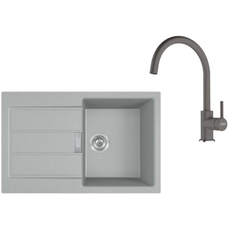 Franke Sets - Küchenset T123Š, Tectonite-Spüle S2D 611-78 XL und Armatur FC 6018.084, grau/steingrau 143.0687.397