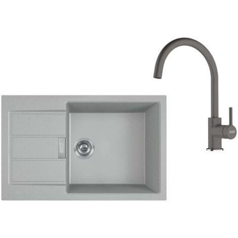 Franke Sets - Küchenset T124Š, Tectonite-Spüle S2D 611-78 XL und Armatur FC 6018.084, grau/steingrau 143.0687.403