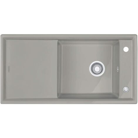 Franke Spüle Keramik Grau 1000x510mm Siebkorb als Druckknopfventil mit Abtropffläche reversibel Perlgrau Matt Ambion ABK 611-100