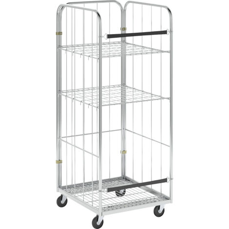 Chariot De Magasin En Acier - 810x610 Mm, Charge 200 Kg, Roues Caoutchouc, Livré Monté, Bleu