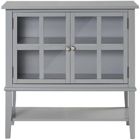 main image of "Franklin Grey 2 Glass Door Storage Cabinet Sideboard"