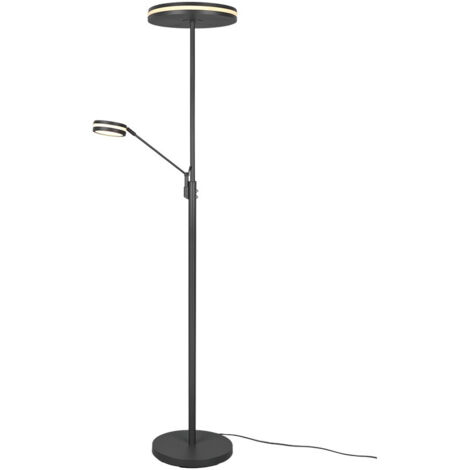 FRANKLIN PIANTANA LED 35W 4100lm- 6,5W 650lm, 2700+3200+4000K CON LAMPADA LETTURA METALLO ANTRACITE CON REGOLAZIONE INTENSITA' TOUCH DIMMER + REGOLAZIONE LUCE CALDA, NATURALE E FREDDA E FUNZIONE MEMOR