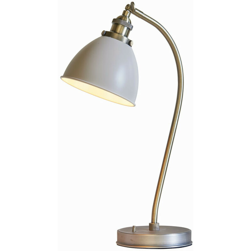 Endon Lighting - Endon Franklin - 1 Light Table Lamp Satin Taupe, Antique Brass Plate, E14
