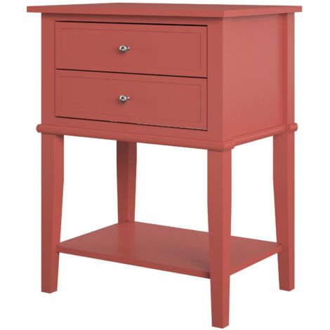 FranklinTable d'appoint avec 2 tiroirs en mélaminé terracotta