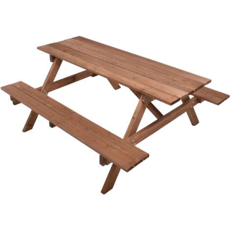 FRANKYSTAR Oasi picnic - tavolo da giardino in legno impregnato con panche incorporate tavolo da picnic 6 posti