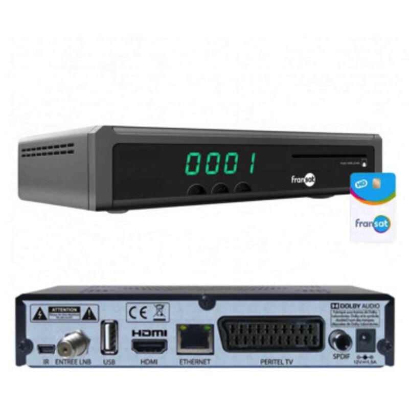 Optex - fransat Décodeur tnt Satellite hd + Carte Viaccess fransat PC7 Valable 4 ans - Chaine TF1 inclus - Eutelsat 5W