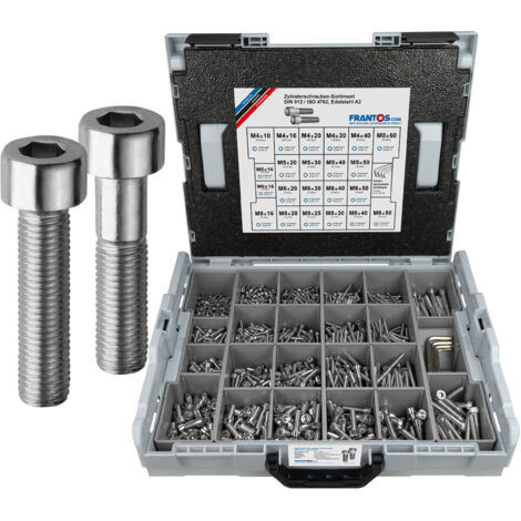 FRANTOS L-BOXX 1500 tlg. DIN 912 Zylinderkopfschrauben Sortiment (Edelstahl A2)