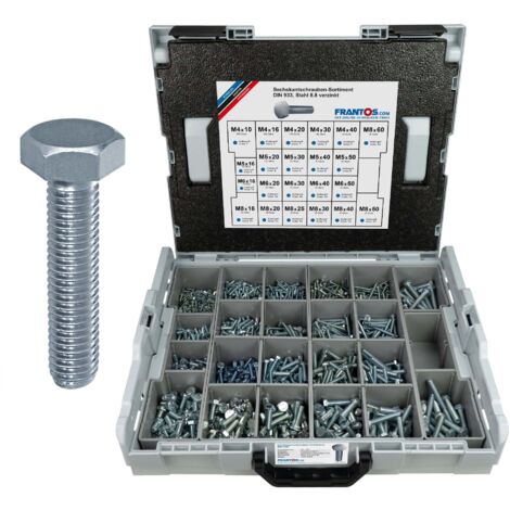 FRANTOS L-BOXX 1500 tlg. Sechskantschrauben DIN 933 Sortiment (Stahl verzinkt)