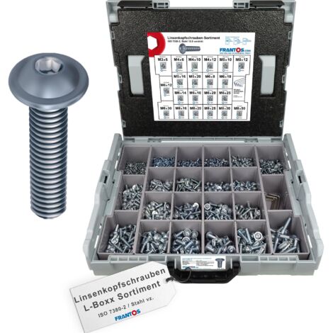 FRANTOS L-BOXX 2625 tlg. Linsenkopfschrauben ISO 7380-2 Sortiment (Stahl verzinkt)