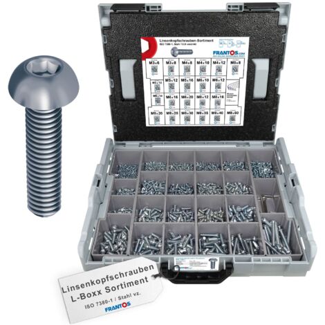 FRANTOS L-BOXX 2895 tlg. Linsenkopfschrauben ISO 7380-1 Sortiment (Stahl verzinkt)
