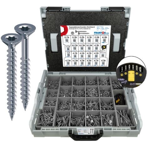 FRANTOS L-BOXX 3150 tlg. Spanplattenschrauben Sortiment (Edelstahl A2)