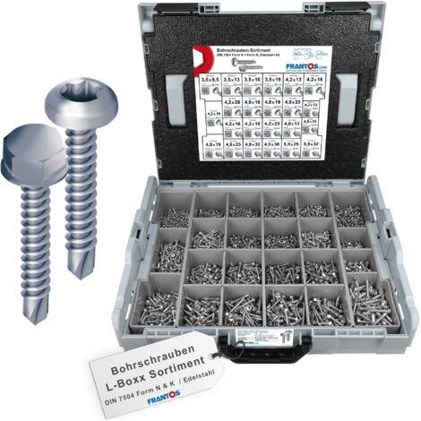 FRANTOS L-BOXX 3200 tlg. Bohrschrauben DIN 7504 Sortiment (Edelstahl A2)