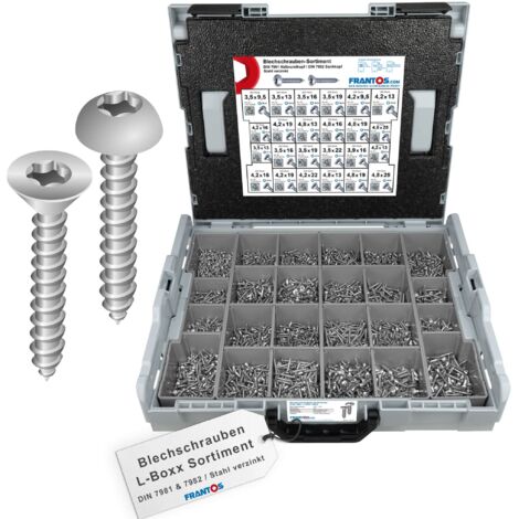 FRANTOS L-BOXX 4425 tlg. Blechschrauben DIN 7981 & 7982 TX Sortiment (Stahl verzinkt)