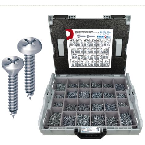 FRANTOS L-BOXX 4425 tlg. Blechschrauben DIN 7981 & 7983 Sortiment (Stahl verzinkt)