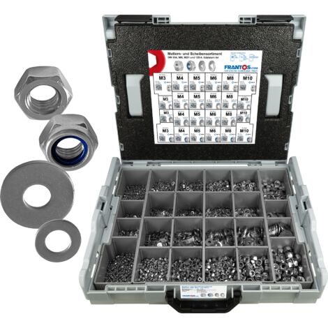 FRANTOS L-BOXX 6590 tlg. Muttern & Scheiben Sortiment (Edelstahl A4)