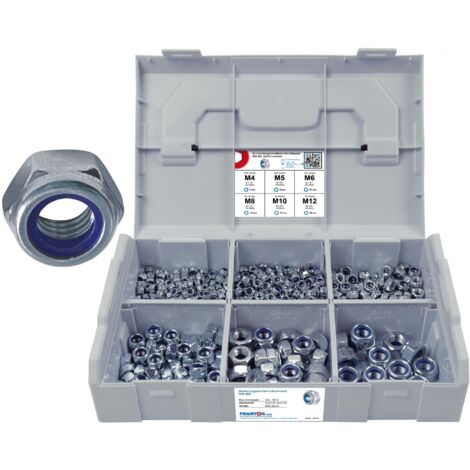 FRANTOS L-BOXX Mini 605 tlg. Stoppmuttern DIN 985 Sortiment Set (Stahl verzinkt)