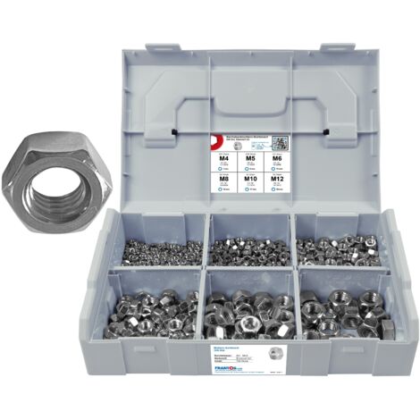 FRANTOS L-BOXX Mini 640 tlg. Sechskantmuttern DIN 934 Sortiment (Edelstahl A2)