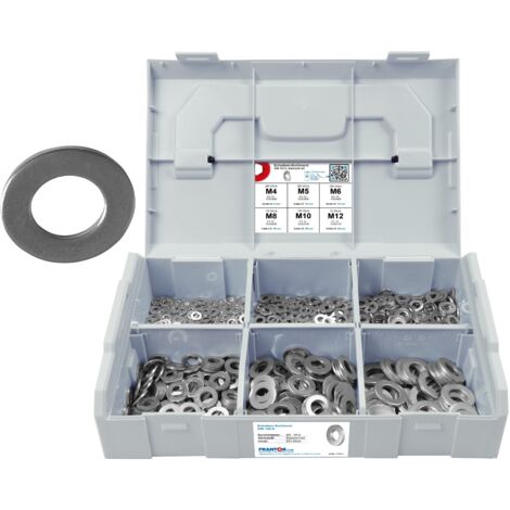 FRANTOS L-BOXX Mini 900 tlg. Unterlegscheiben DIN 125 A Sortiment Set (Edelstahl A2)