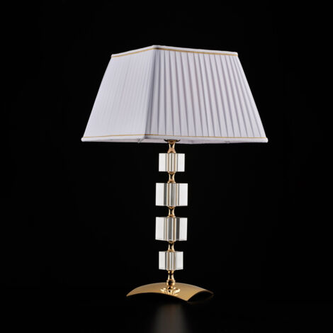 Franz Lampe en fer doré et cristal 1 lumière avec abat-jour H.59 d.30 BL275-LM-OR