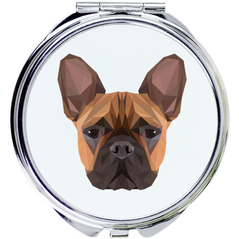 Französische Bulldogge - Spiegel mit Foto und geometrischer Aufschrift von Art-Dog