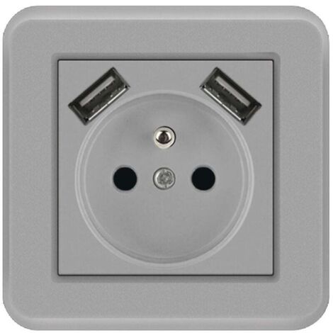 Französische Steckdose 16A Europäische Steckdose Typ 82 Wandsteckdose Einbau PC Farbe grau 8.28.2 CM （B） MNS
