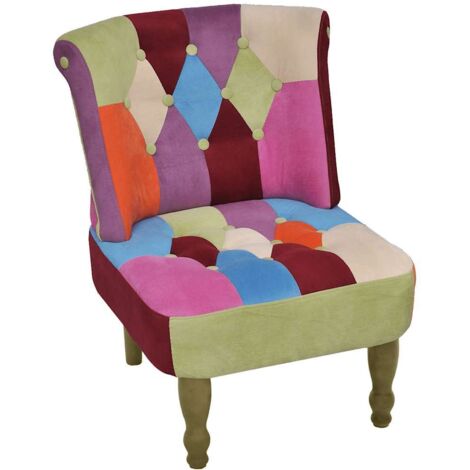 Französischer Stuhl mit Patchwork-Design Stoff vidaXL