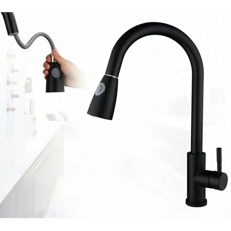 Frap low pressure mixer tap stainless steel kitchen mixer, black kitchen mixer tap built-in single lever mixer 360° swivel for sink