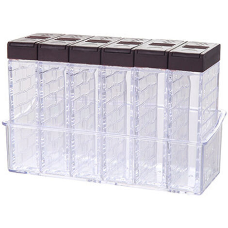Frascos transparentes 6 en 1 para especias de camping, recipientes para almacenar especias de cocina, frascos para sal y especias, botes de plástico para especias
