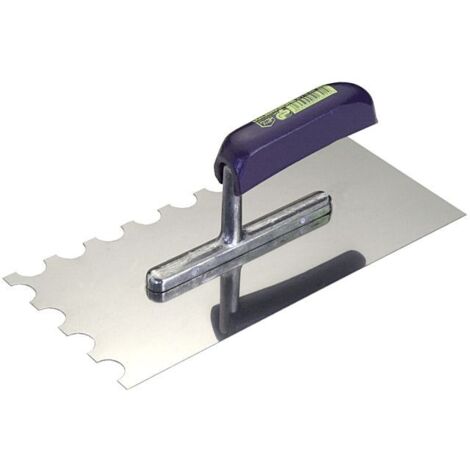 FRATTAZZO DENTATO IN ACCIAIO INOX 20x10MM MANICO APERTO IN LEGNO